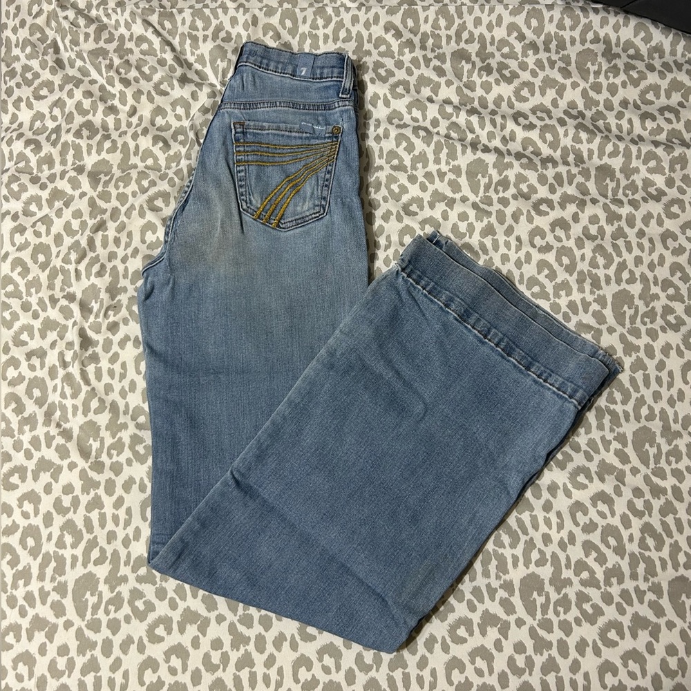 7 For All Mankind Dojo Jeans Size 25 Light Wash Flare – Japanese Fabric